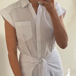 White Wrap Shirt Dress
